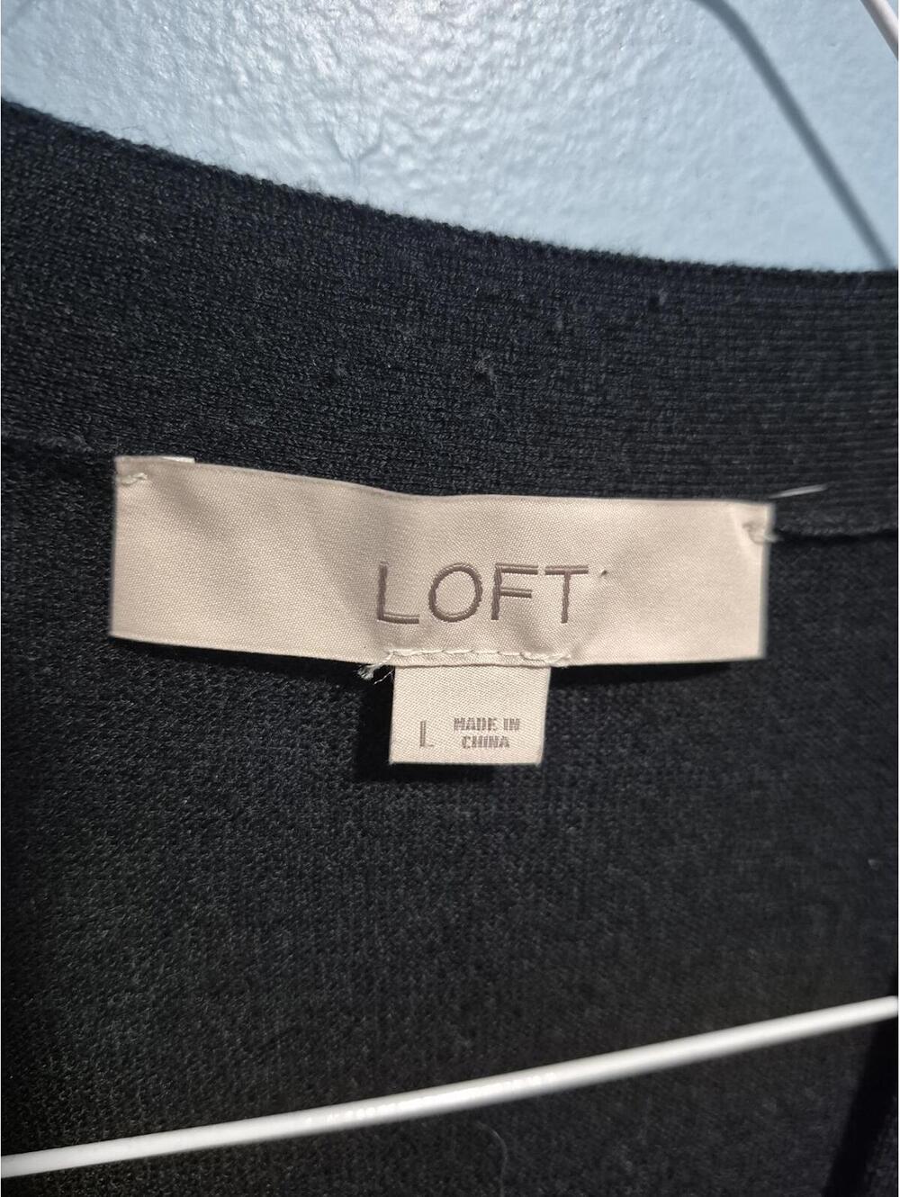 LOFT Black Button-Up Cardigan Sweater Large - Picture 2 of 4